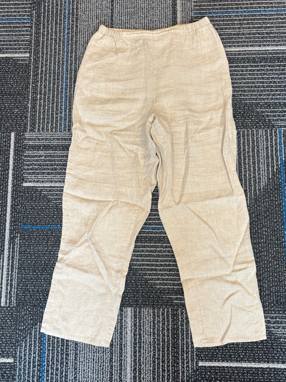 Flax Linen Pull On Pants beige pockets small